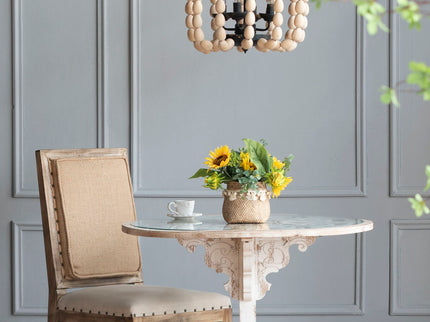 4 Light Wood Chandelier, Hanging Light Fixture With Adjustable Chain For Kitchen, Bulb Not Included - Cream
