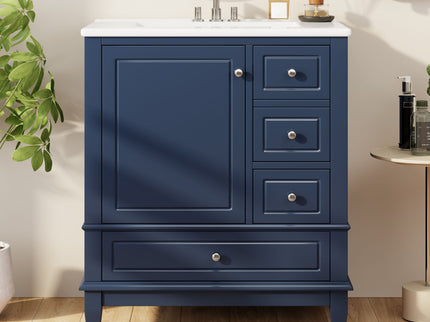 Freestanding Bathroom Vanity With Sink, Soft Close Door, 3 Drawers