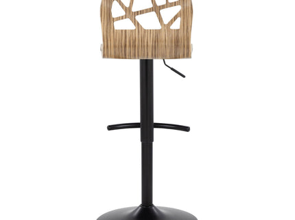 Folia - Mid Century Modern Adjustable Barstool With Swivel With Rounded T Footrest (Set of 2)