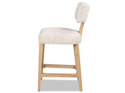 Penny - Round Arched Upholstered Counter Stool (Set of 2) - Travertine Beige