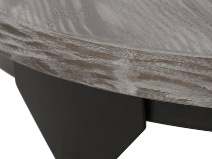 Coffee Table With Wood Patterned Tabletop And Iron Frame - Gray