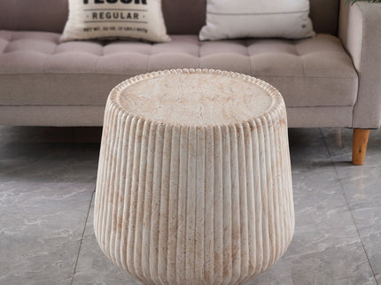 Fluted Drum Accent Coffee Table For Indoor / Outdoor - Beige / Yellow