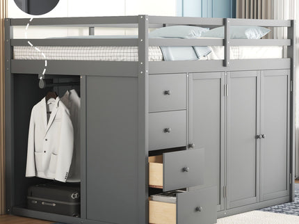 Loft Bed With Built In Wardrobes, Cabinets And Drawers