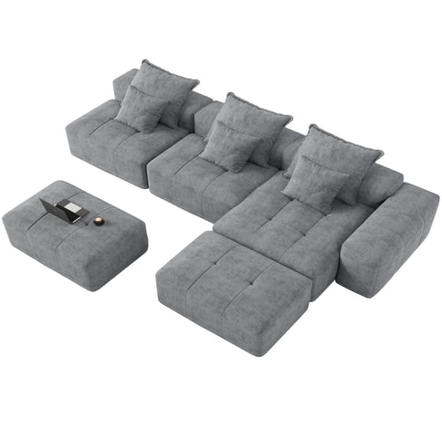 Modern Oversized, Modular Sectional Sofa With Pillows