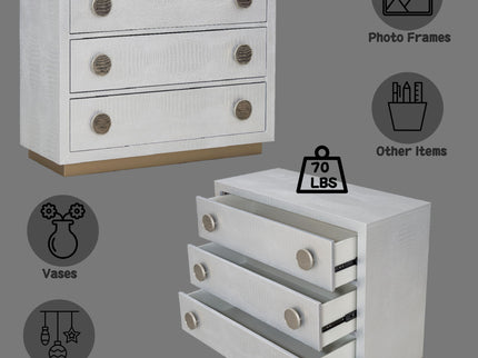 Anpu - Faux Crocodile Skin Console Cabinet - Silver