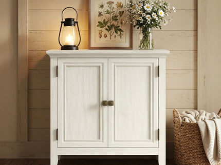2 Door Buffet Cabinet With Adjustable Shelves - Matte White / Grayish