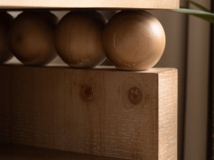 Modern Rustic Console Table, Wood Entryway Table With Shelf & Decorative Bead Detail - Natural