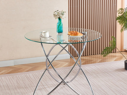 Metal Leg Dining Table With Tempered Glass Top