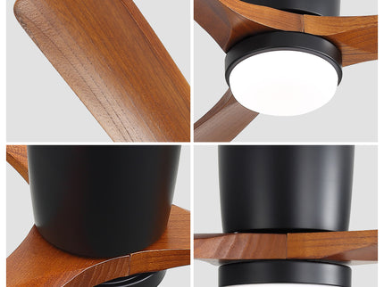 Ceiling Fan With Light, Dimmable 3 Color LED, 1 / 4 / 8H Timer, Silent For Bedroom - Matte Black