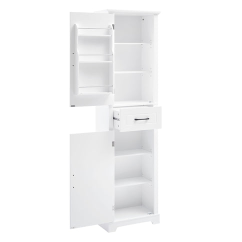 Tall Freestanding Bathroom Storage Cabinet With 2 Doors And Adjustable Shelves