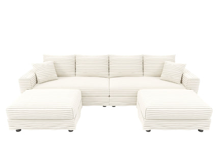 Deep Seat Convertible Sofa With Soft Pillows And Ottomans