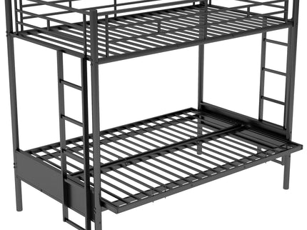 Twin Over Full Bunk Bed, Multifunction - Black