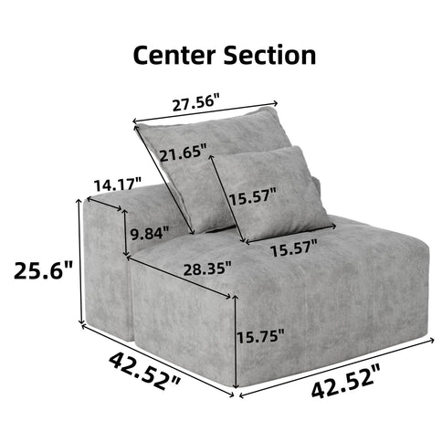 Modern Oversized Diy Combination Modular Sectional Sofa & Pillows