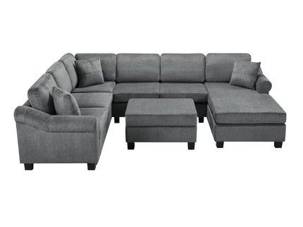 Contemporary U - Shaped Sectional Sofa With Movable Storage Ottoman