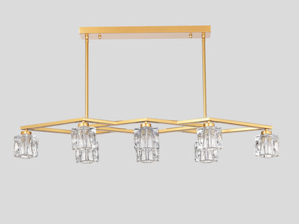 Crystal Chandelier For Dining Room, 8 Light Kitchen Chandelier Light Fixture Modern Metal Industrial Chandeliers For Farmhouse Entryway Living Room (8*G9 Bulbs Included) - Matte Gold