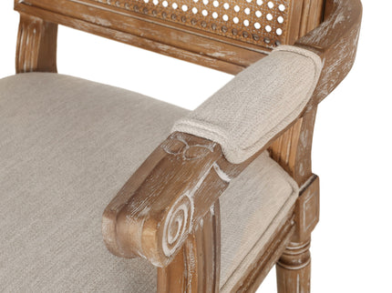 Upholstered Dining Chair With Cane Backrest