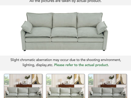 Modern Sofa Set With Double Layer Cushion And Side Storage Pockets