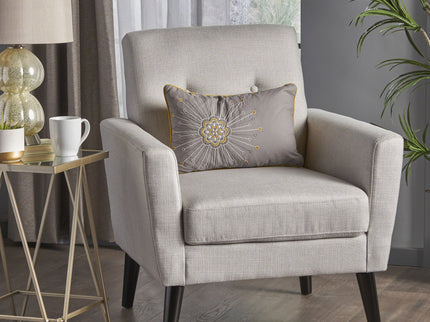 Radiantize - Upholstered Fabric Club Chair With Square-Off Back And Button Tufted