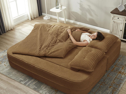 Multi Functional Sectional Sofa Bed With Independent Chaise Lounge And Functional Blanket