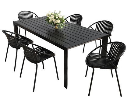 7 Piece Dining Set With Stackable Chairs