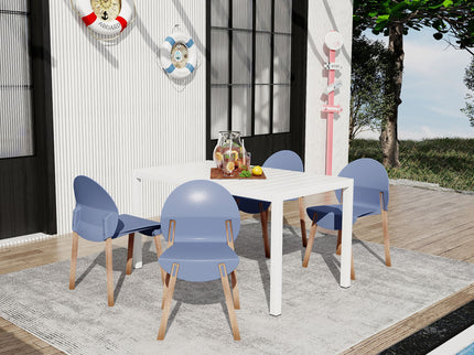 4 Piece Set Of Single Chairs With Long Table