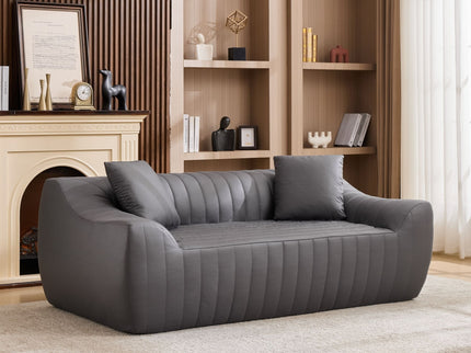 Oversized 2 Seater Loveseat With 2 Decor Throw Pillows, Deep Seat Sofa For Living Rooms