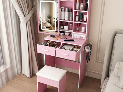 Small Makeup Vanity Desk With Adjustable LED Lights