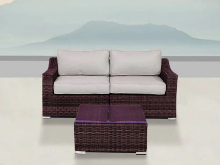 Wicker 2 Person Conversation Set, Durable Outdoor Seating With Cushions Mix - Brown Mix