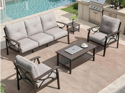 Patio Furniture Set With Coffee Table And Cushions For Backyard
