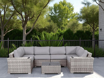 4 Person Patio Seating Set With Cushions, All Weather - Gray