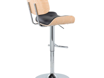Lombardi - Contemporary Adjustable Barstool With Swivel With Straight T Footrest (Set of 2)