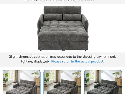 Loveseat Sofa Pull-Out Bed With Adjustable Backrest, 3 USB Ports And 2 Lumbar Pillows For Living Room