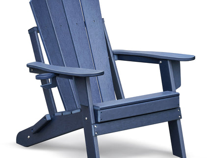 Folding Outdoor Adirondack Chair For Relaxing, Hdpe All-Weather Fire Pit Chair, Patio Lawn Chair For Outside Deck Garden Backyardf Balcony - Navy Blue