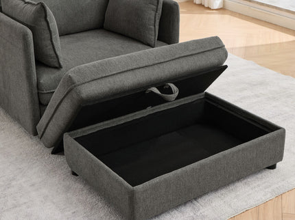 Oversized Deep Seat Accent Chair With Matching Storage Ottoman & Throw Pillows