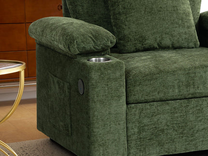 Modern Oversized Chair With Ottoman, Cupholders And USB Charging Ports