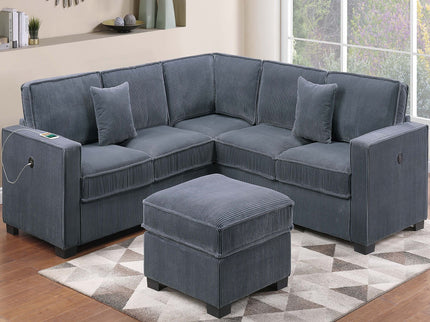 Modern Sectional Set With Cocktail Ottoman