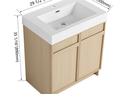 Freestanding Bathroom Vanity With Resin Sink & Soft Close Cabinet Doors