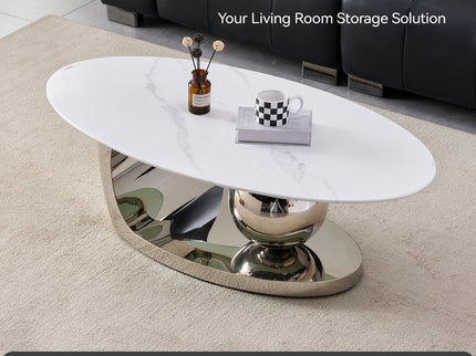 Oval Coffee Table With Geometric Precision