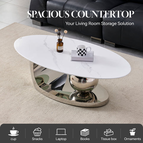 Oval Coffee Table With Geometric Precision