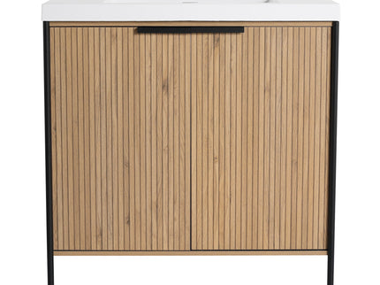 Modern Freestanding Bathroom Vanity With Resin Sink & Soft Close Cabinet Doors