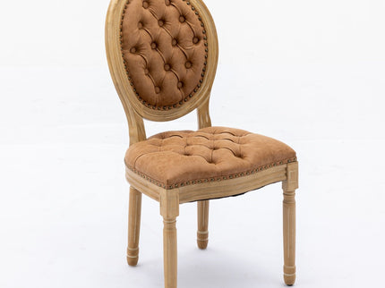 French Style Solid Wood Frame Antique Painting, Hand-Pulled Buckle Decoration Artificial Dining Chair With Nailhead Trim, Wood Legs