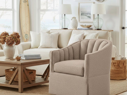 Solitude - Skirted Swivel Accent Chair With Hemp Like