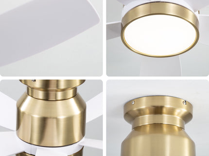 Flush Mount Ceiling Fan With LED Light 22W And Remote Control Blades / Body, DC Motor