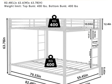 Bunk Bed For Kids, Convertible Frame With Ladders & Guardrail