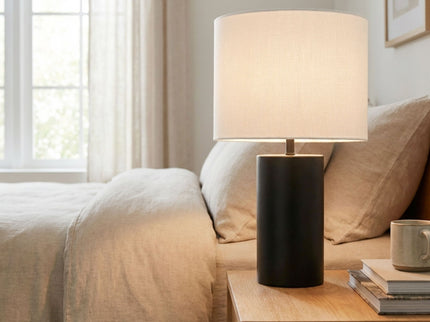 Aura - Table Lamp With On / Off Switch Block Base - Black / White