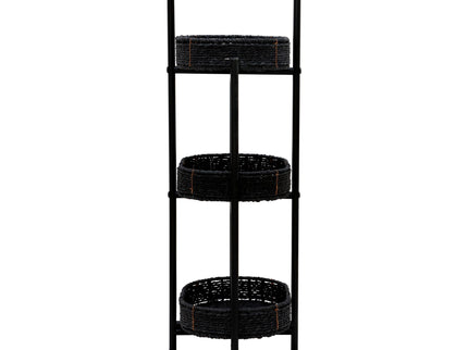 Modern 3 Tier Handwoven Side Table With Oval Organizer