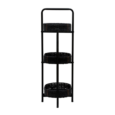 Modern 3 Tier Handwoven Side Table With Oval Organizer