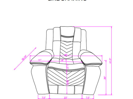 Raize - Power Recliner With LED Functionality - Gray