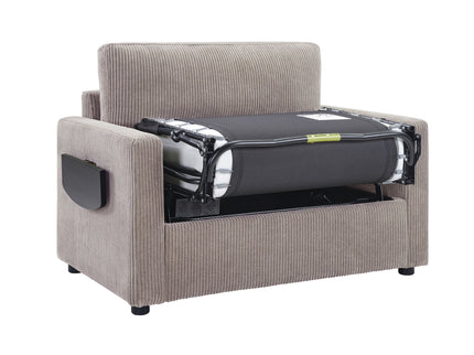 Sleeper Sofa With Foldable Mattress, USB Ports, Side Table & Storage Pocket