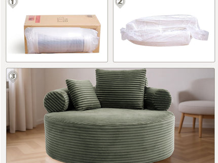 Round Sofa Bed With 3 Pillows For Living Room